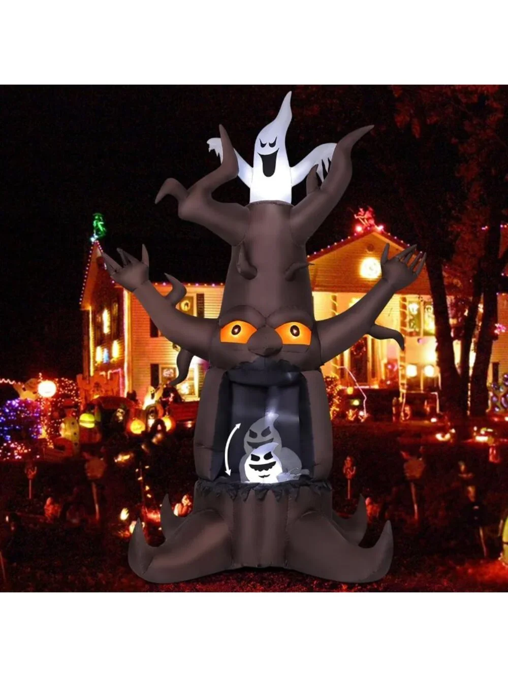 9 FT Inflatable Halloween Dead Tree & Ghost Yard Decor with LED Lights - Scary